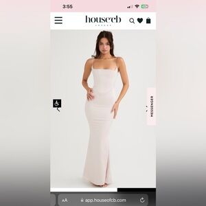 house of cb olivette crystal satin corset maxi dress